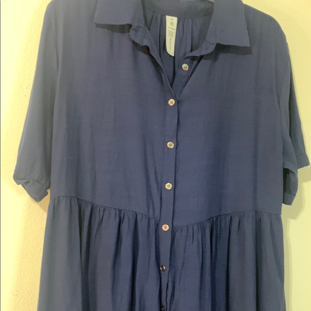 Navy Button-Up Dress - Picture 3 of 3